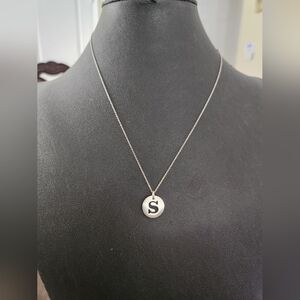 925 sterling silver necklace with letter "S" pendant